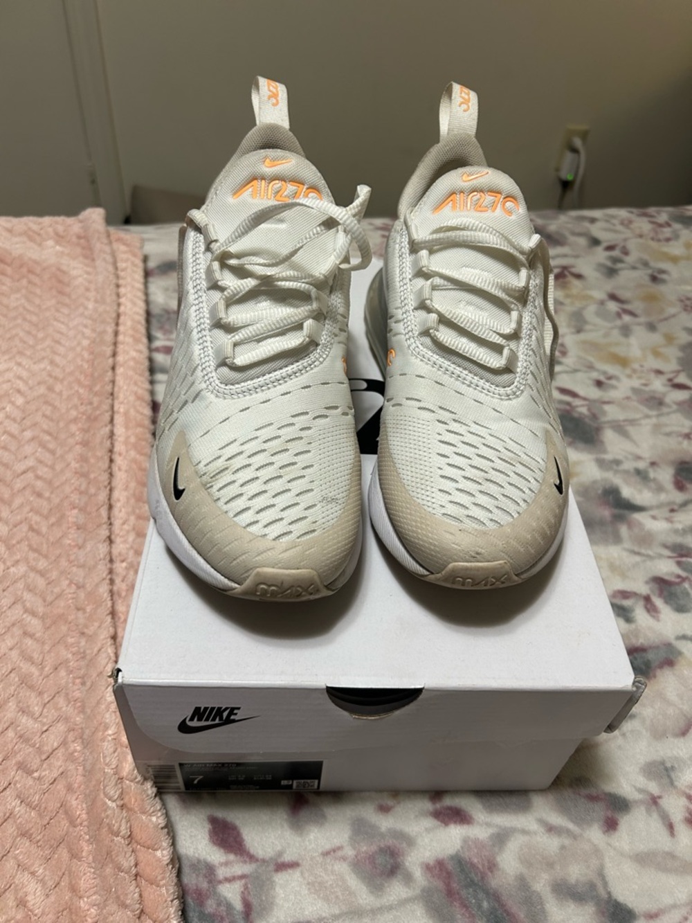 Nike White and Beige Low-Top Athletic Sneakers